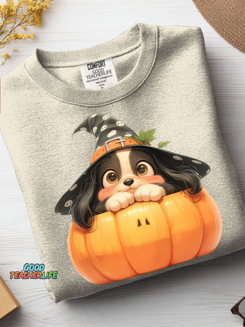 Halloween Pumpkin Dog Decoration Pattern Casual Sweatshirt