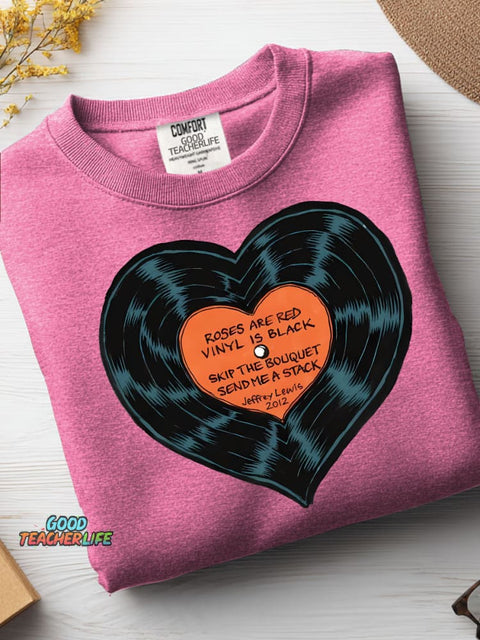 Love Record Decorative Pattern Casual Sweatshirt
