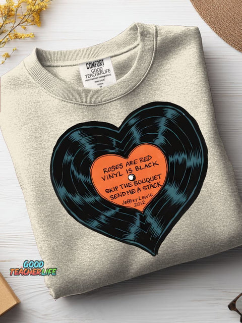 Love Record Decorative Pattern Casual Sweatshirt