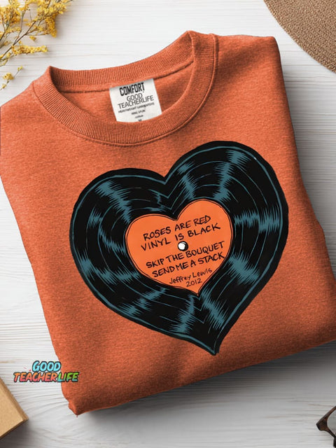 Love Record Decorative Pattern Casual Sweatshirt