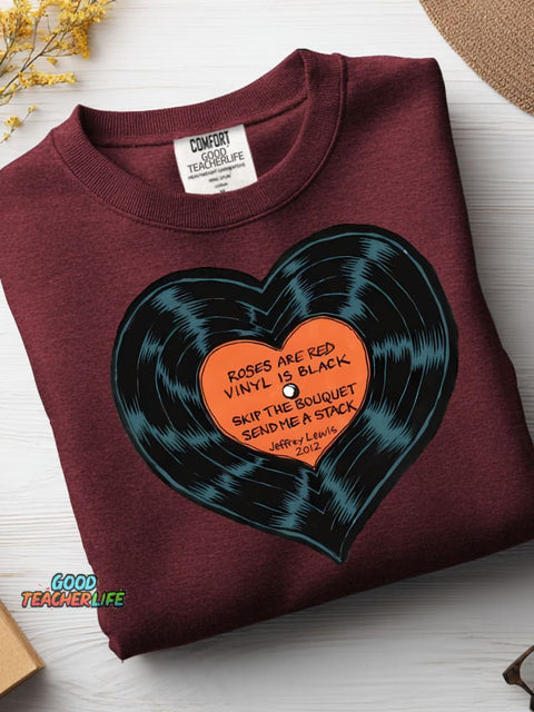 Love Record Decorative Pattern Casual Sweatshirt