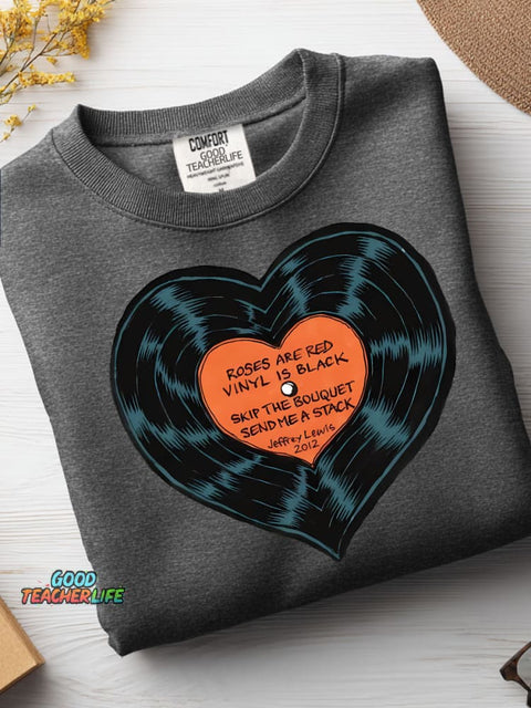 Love Record Decorative Pattern Casual Sweatshirt
