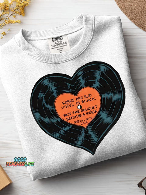 Love Record Decorative Pattern Casual Sweatshirt