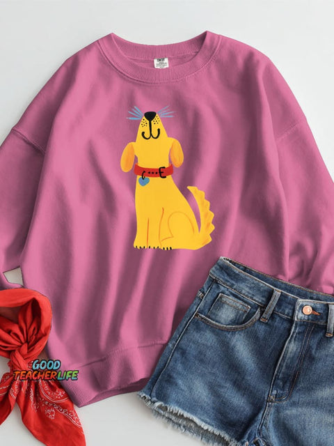 Cute Little Yellow Dog Decorative Pattern Casual Sweatshirt
