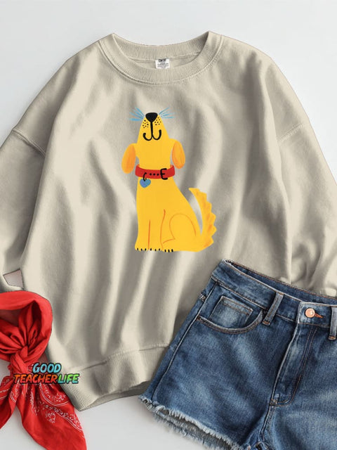Cute Little Yellow Dog Decorative Pattern Casual Sweatshirt
