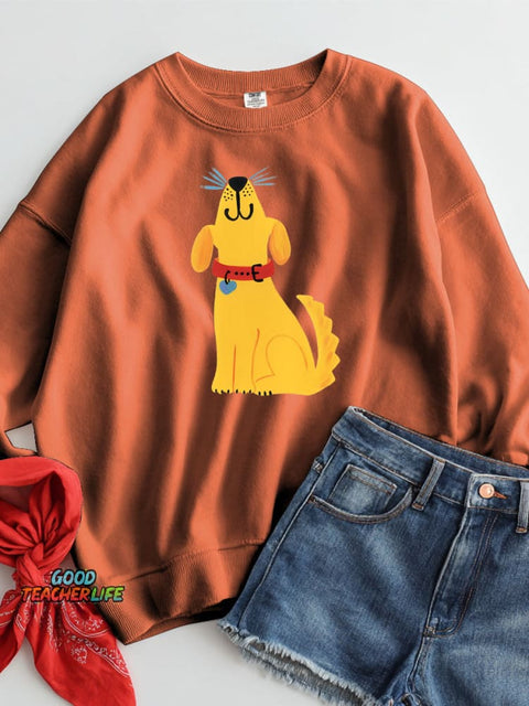 Cute Little Yellow Dog Decorative Pattern Casual Sweatshirt