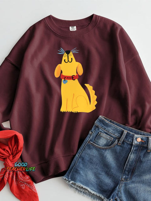 Cute Little Yellow Dog Decorative Pattern Casual Sweatshirt