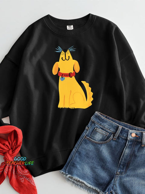 Cute Little Yellow Dog Decorative Pattern Casual Sweatshirt
