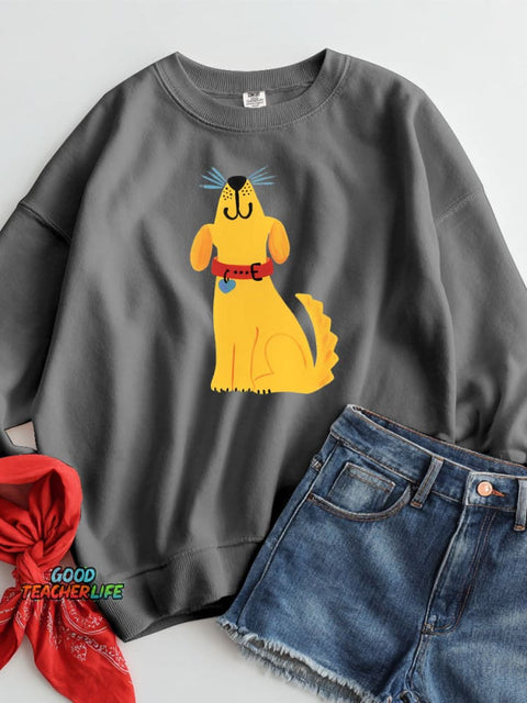 Cute Little Yellow Dog Decorative Pattern Casual Sweatshirt