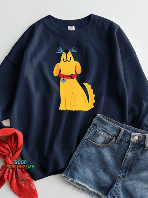 Cute Little Yellow Dog Decorative Pattern Casual Sweatshirt
