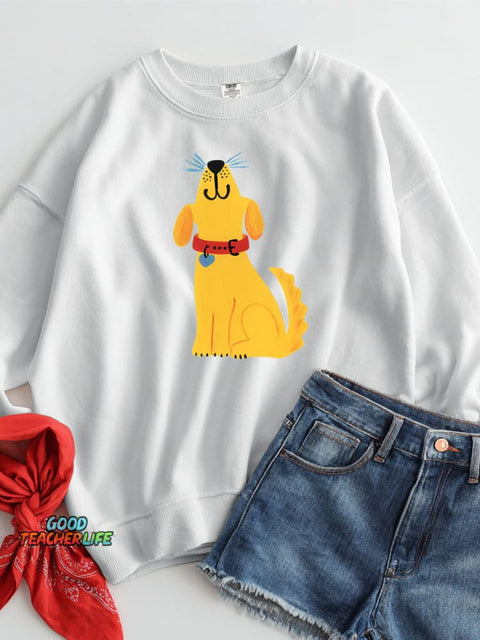 Cute Little Yellow Dog Decorative Pattern Casual Sweatshirt