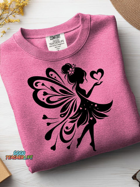 Fairy Silhouette Decorative Pattern Casual Sweatshirt