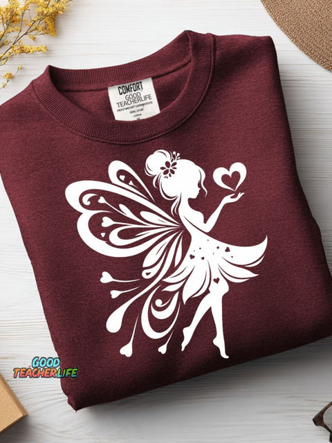 Fairy Silhouette Decorative Pattern Casual Sweatshirt