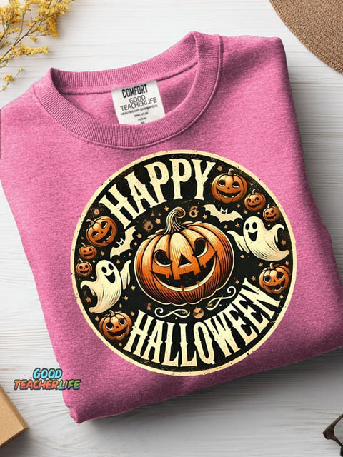 Halloween Pumpkin and Ghost Decoration Pattern Casual Sweatshirt