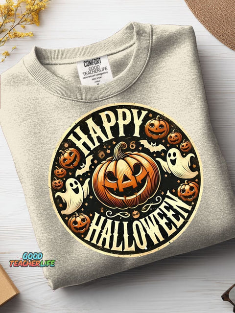 Halloween Pumpkin and Ghost Decoration Pattern Casual Sweatshirt