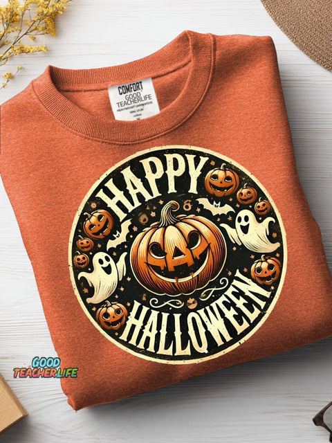 Halloween Pumpkin and Ghost Decoration Pattern Casual Sweatshirt