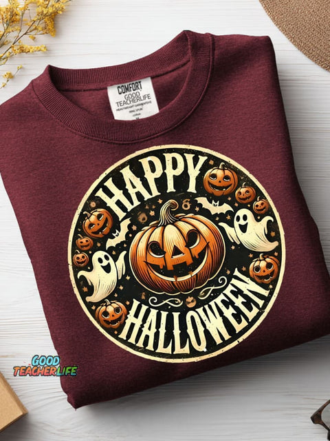 Halloween Pumpkin and Ghost Decoration Pattern Casual Sweatshirt