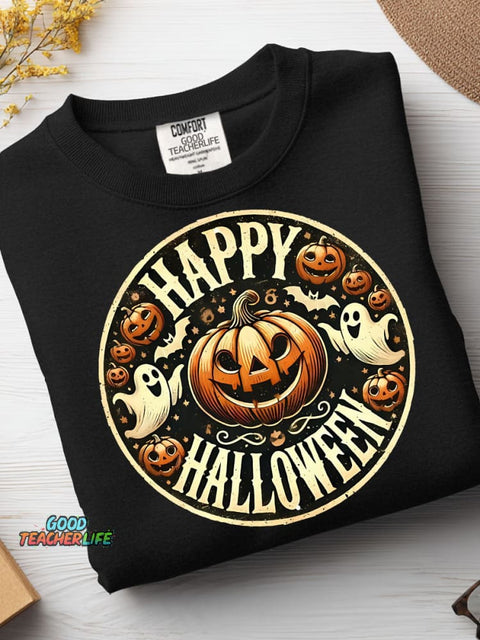 Halloween Pumpkin and Ghost Decoration Pattern Casual Sweatshirt
