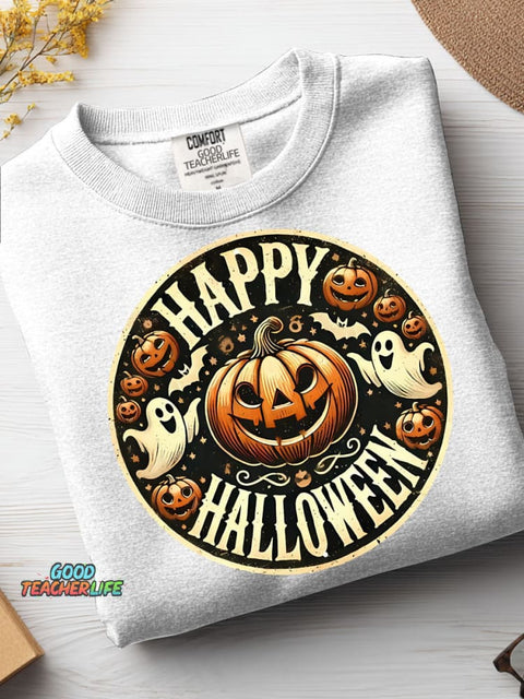 Halloween Pumpkin and Ghost Decoration Pattern Casual Sweatshirt