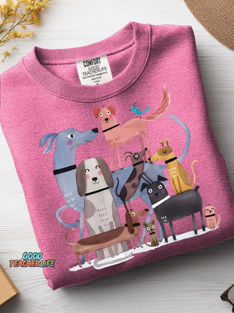 Drawing Art Cute Dogs Casual Sweatshirt