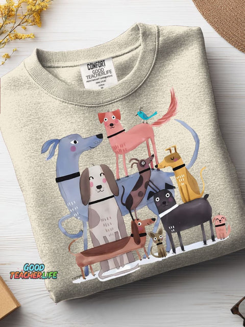 Drawing Art Cute Dogs Casual Sweatshirt