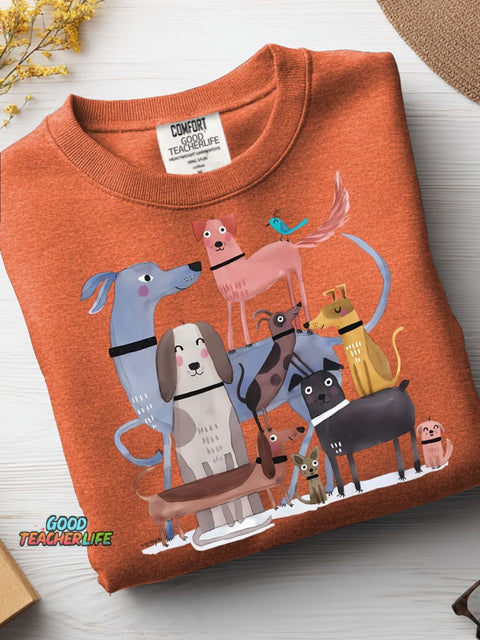 Drawing Art Cute Dogs Casual Sweatshirt