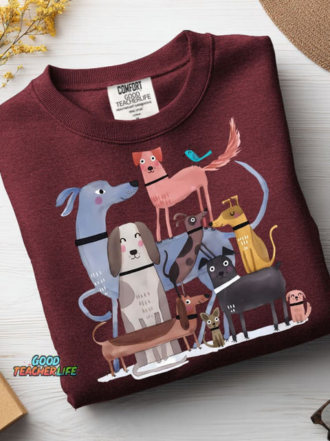 Drawing Art Cute Dogs Casual Sweatshirt