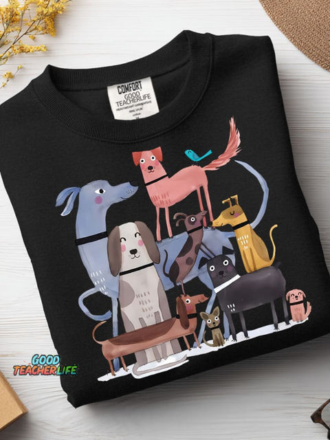 Drawing Art Cute Dogs Casual Sweatshirt