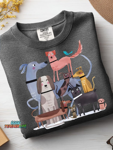 Drawing Art Cute Dogs Casual Sweatshirt