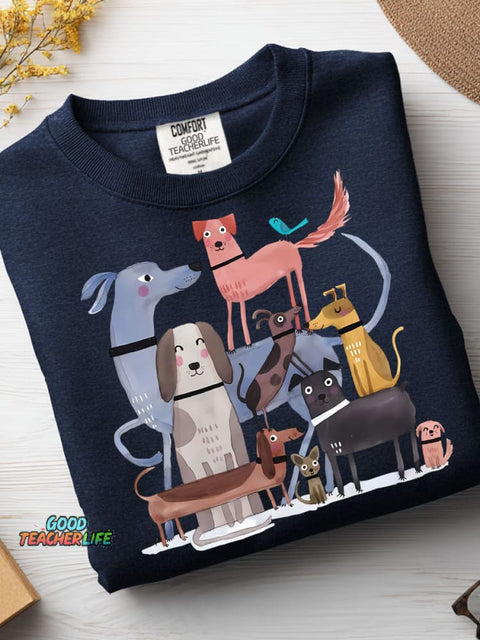 Drawing Art Cute Dogs Casual Sweatshirt