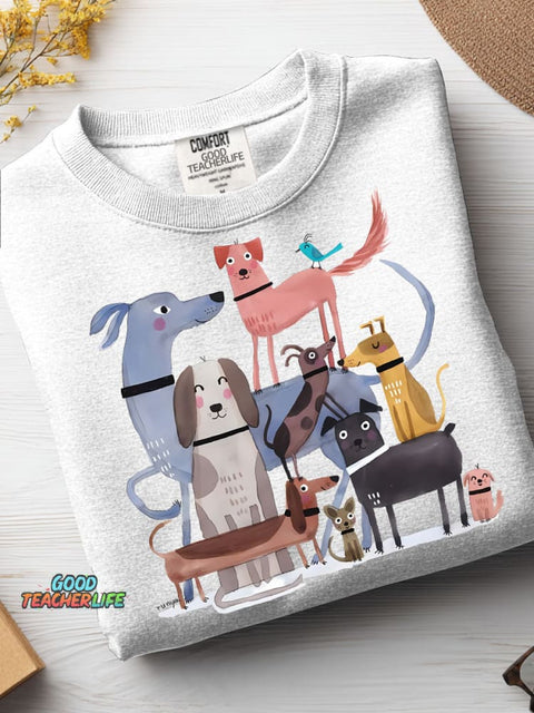 Drawing Art Cute Dogs Casual Sweatshirt