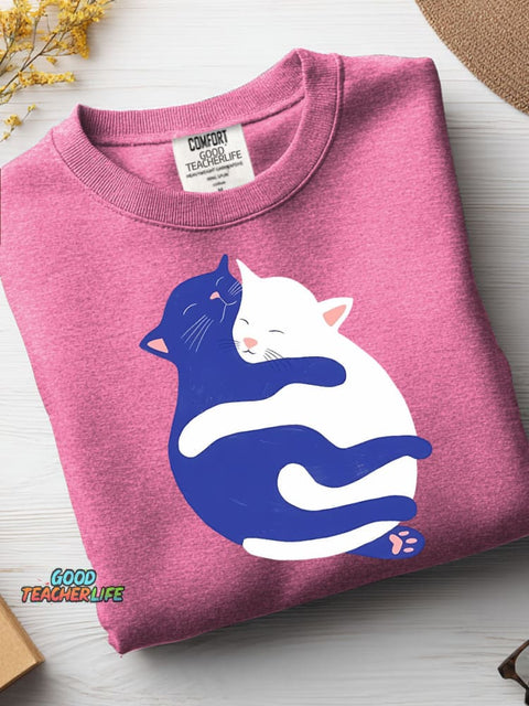 Hug Cat Decorative Pattern Casual Sweatshirt