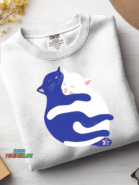 Hug Cat Decorative Pattern Casual Sweatshirt
