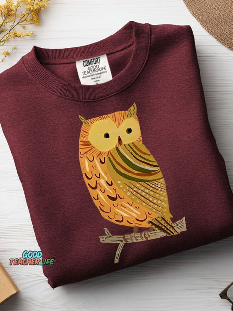 Owl Decorative Pattern Casual Sweatshirt