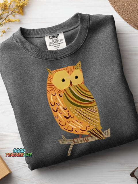 Owl Decorative Pattern Casual Sweatshirt