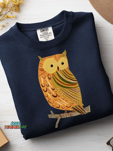 Owl Decorative Pattern Casual Sweatshirt
