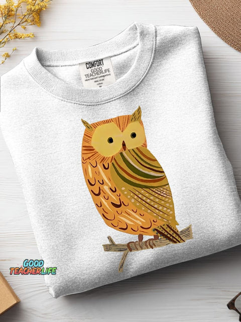 Owl Decorative Pattern Casual Sweatshirt