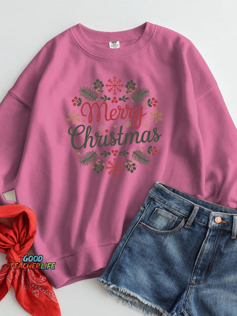Elegant Merry Christmas Decorative Pattern Casual Sweatshirt