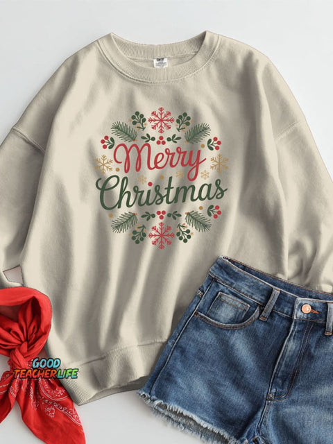 Elegant Merry Christmas Decorative Pattern Casual Sweatshirt
