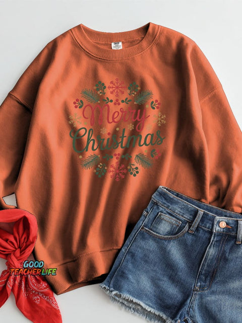 Elegant Merry Christmas Decorative Pattern Casual Sweatshirt