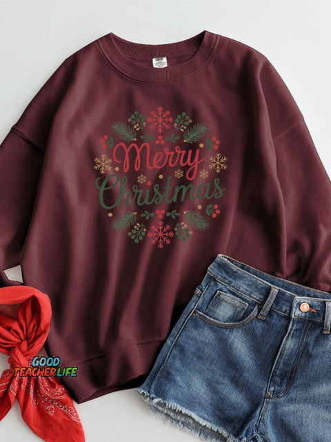 Elegant Merry Christmas Decorative Pattern Casual Sweatshirt