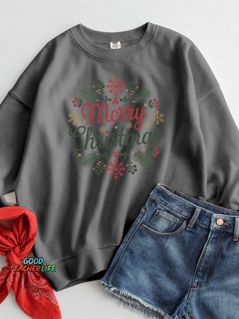 Elegant Merry Christmas Decorative Pattern Casual Sweatshirt