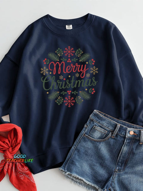 Elegant Merry Christmas Decorative Pattern Casual Sweatshirt
