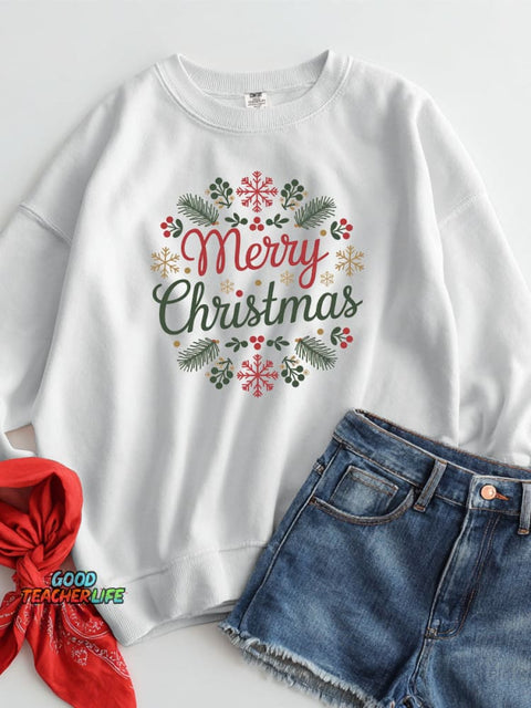 Elegant Merry Christmas Decorative Pattern Casual Sweatshirt