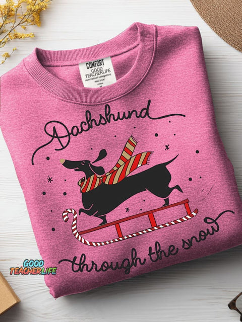 Christmas Dachshund Thought The Snow Casual Sweatshirt