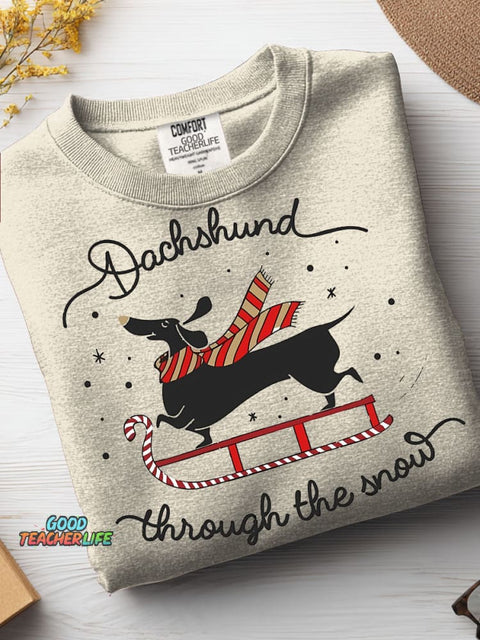 Christmas Dachshund Thought The Snow Casual Sweatshirt