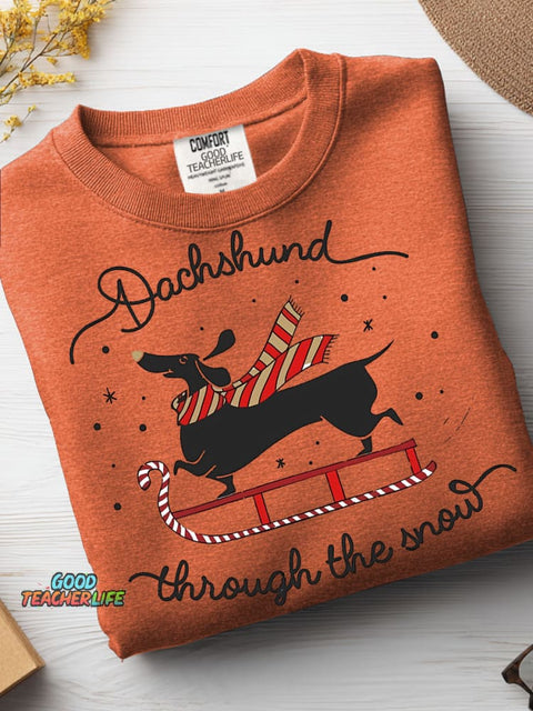 Christmas Dachshund Thought The Snow Casual Sweatshirt
