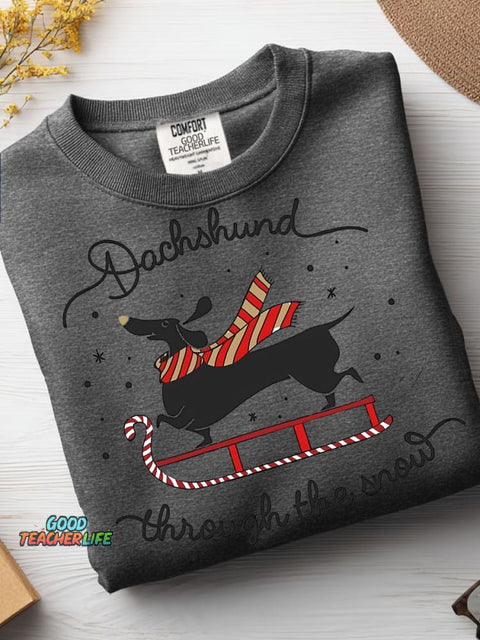 Christmas Dachshund Thought The Snow Casual Sweatshirt