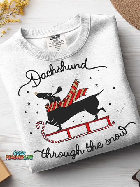 Christmas Dachshund Thought The Snow Casual Sweatshirt