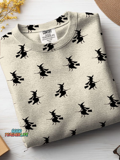 Halloween Witch Decorative Pattern Casual Sweatshirt